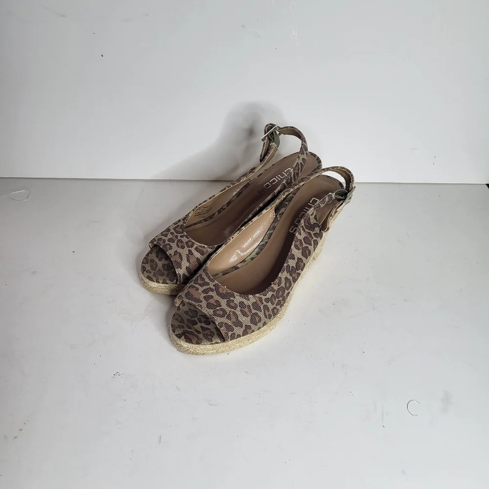 Chico's Brown Leopard Espadrille Wedges